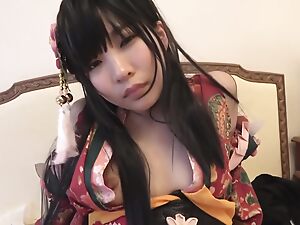 Asian beauties in cosplay outfits indulge in wild, sensual sheet play.