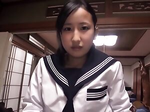 Japanese schoolgirl Ichisu learns the ropes of anal sex with a muscular stud.